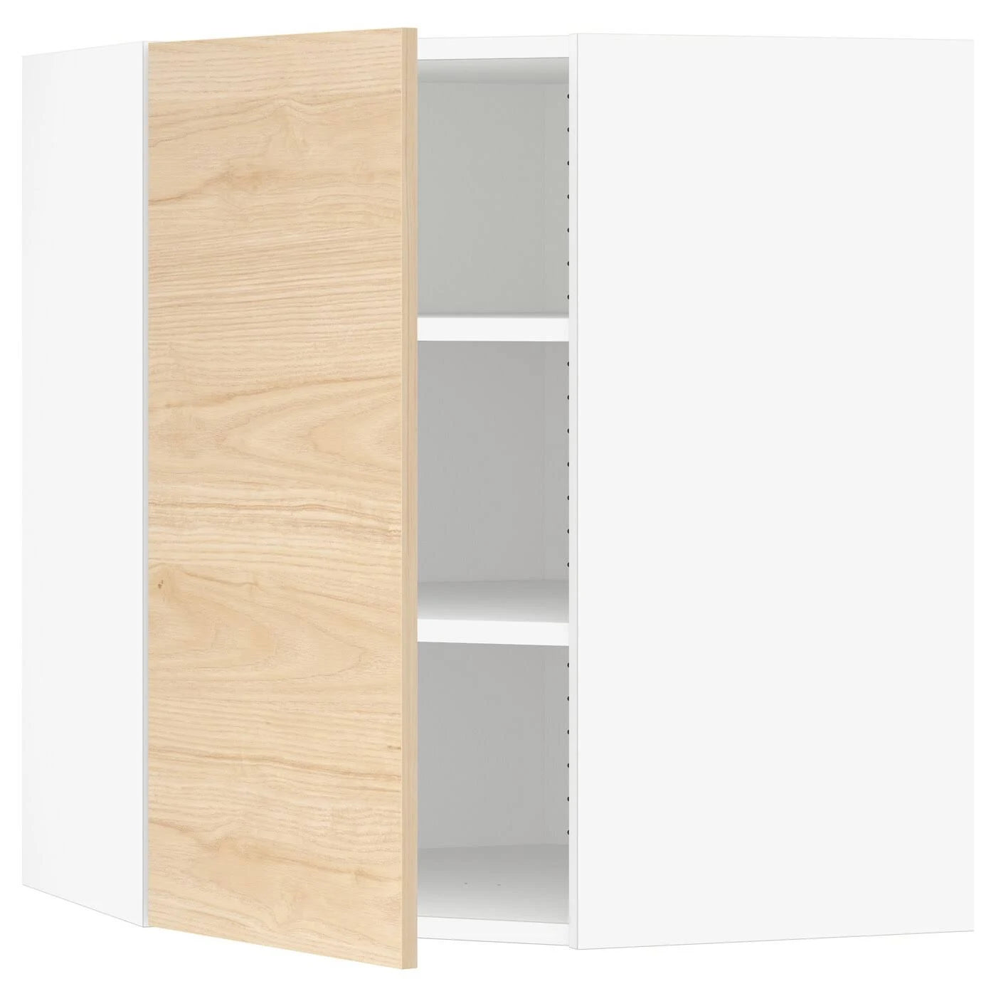 Corner Wall Cabinet with Shelves, White, Light Ash Effect, 26x15x30 P8340