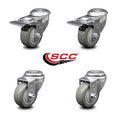 Polyurethane Swivel Bolt Hole Caster Set of 4 with Gray Wheels S480