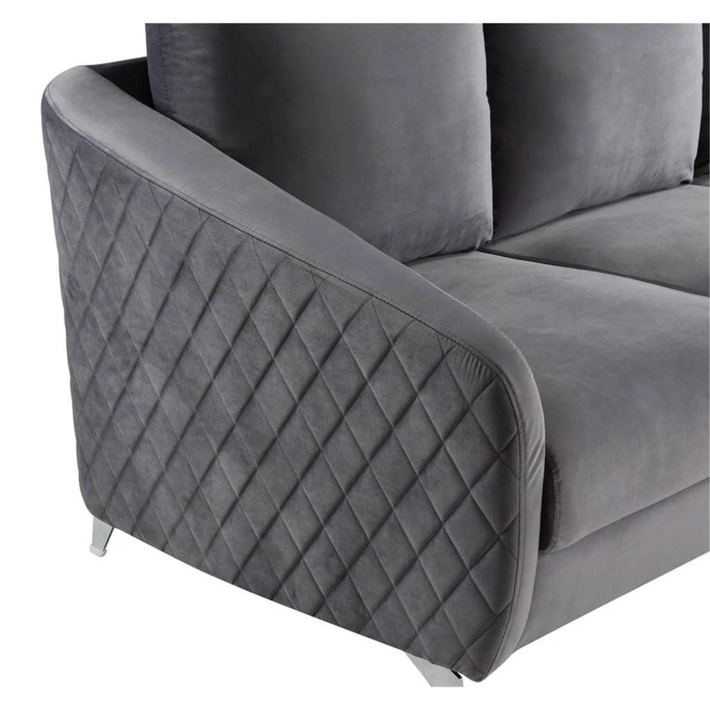 Gray Velvet Loveseat Couch F506
