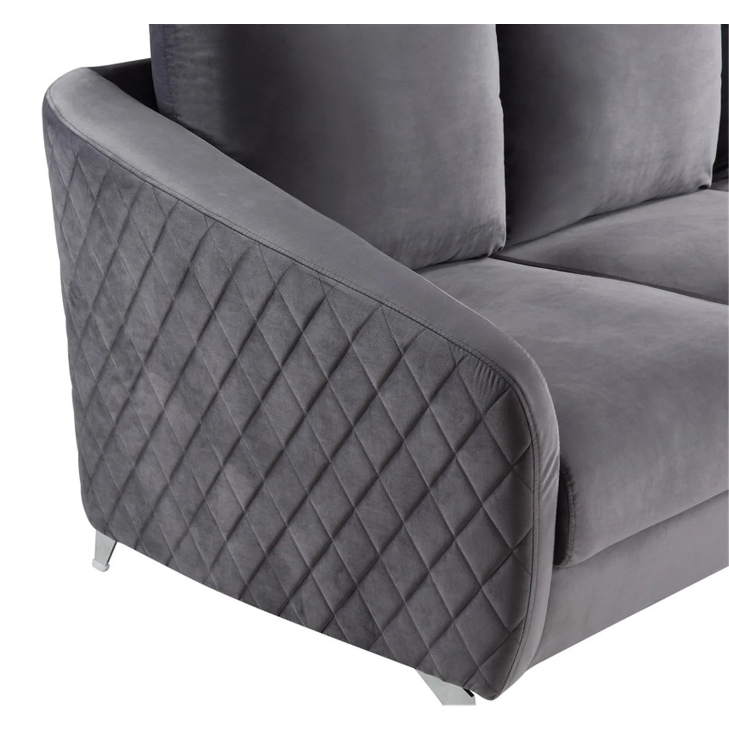 Gray Velvet Loveseat Couch F506