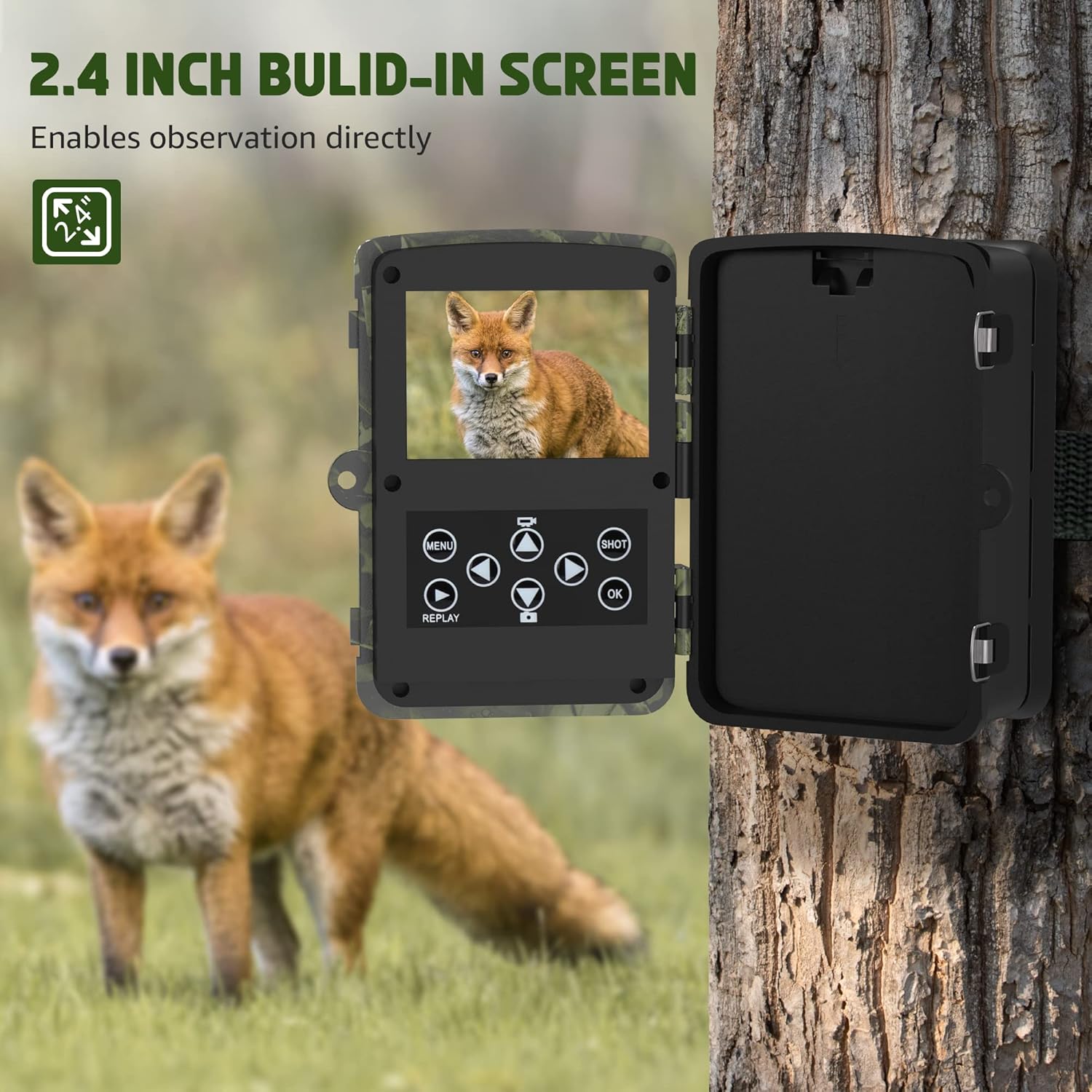 2.7K 24MP Trail Camera 0.2S Trigger 65ft Range No Glow Night Vision IP66 Waterproof 32GB Card Pack of 2 O8259