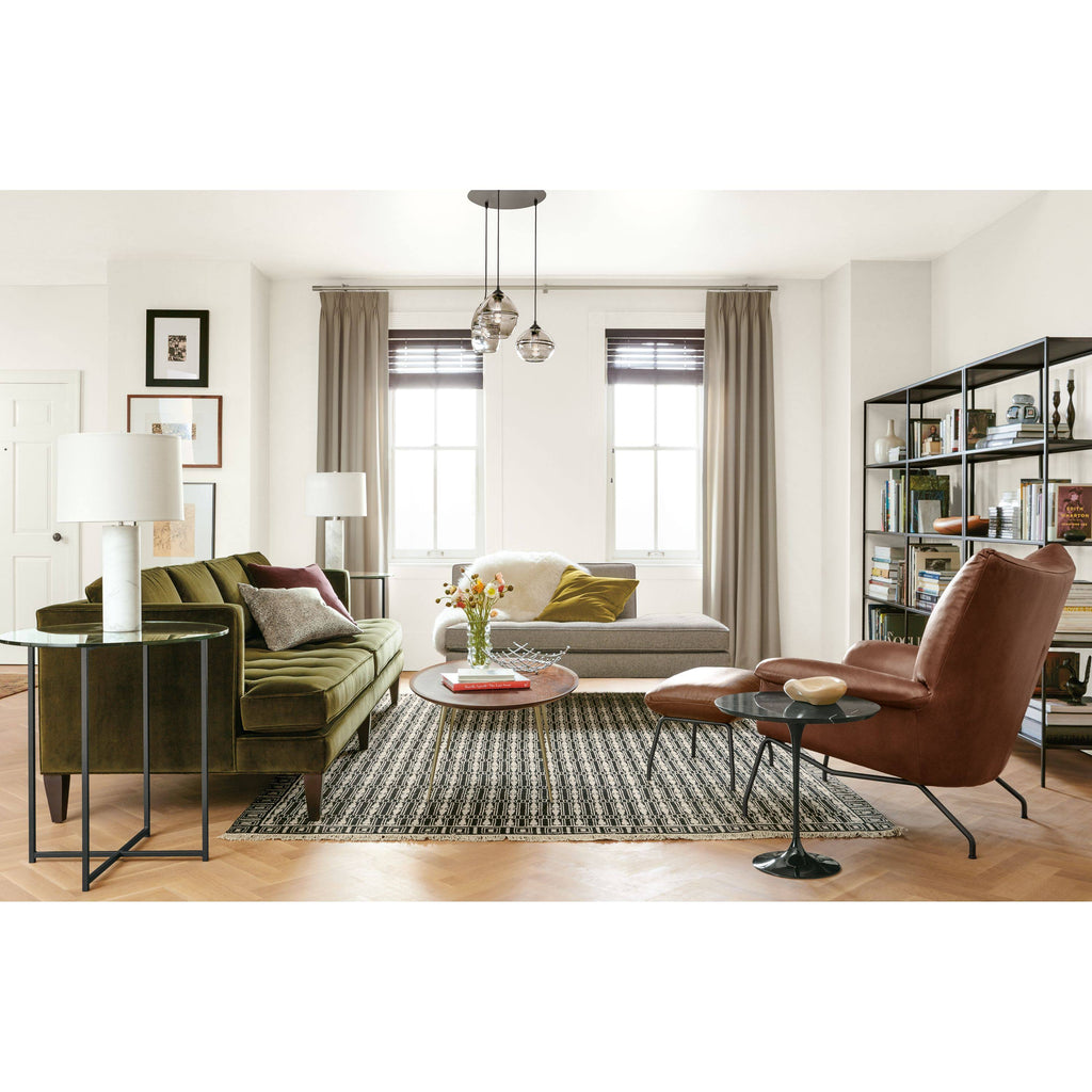 Round End Table with Smoke Tempered Glass Top S9040