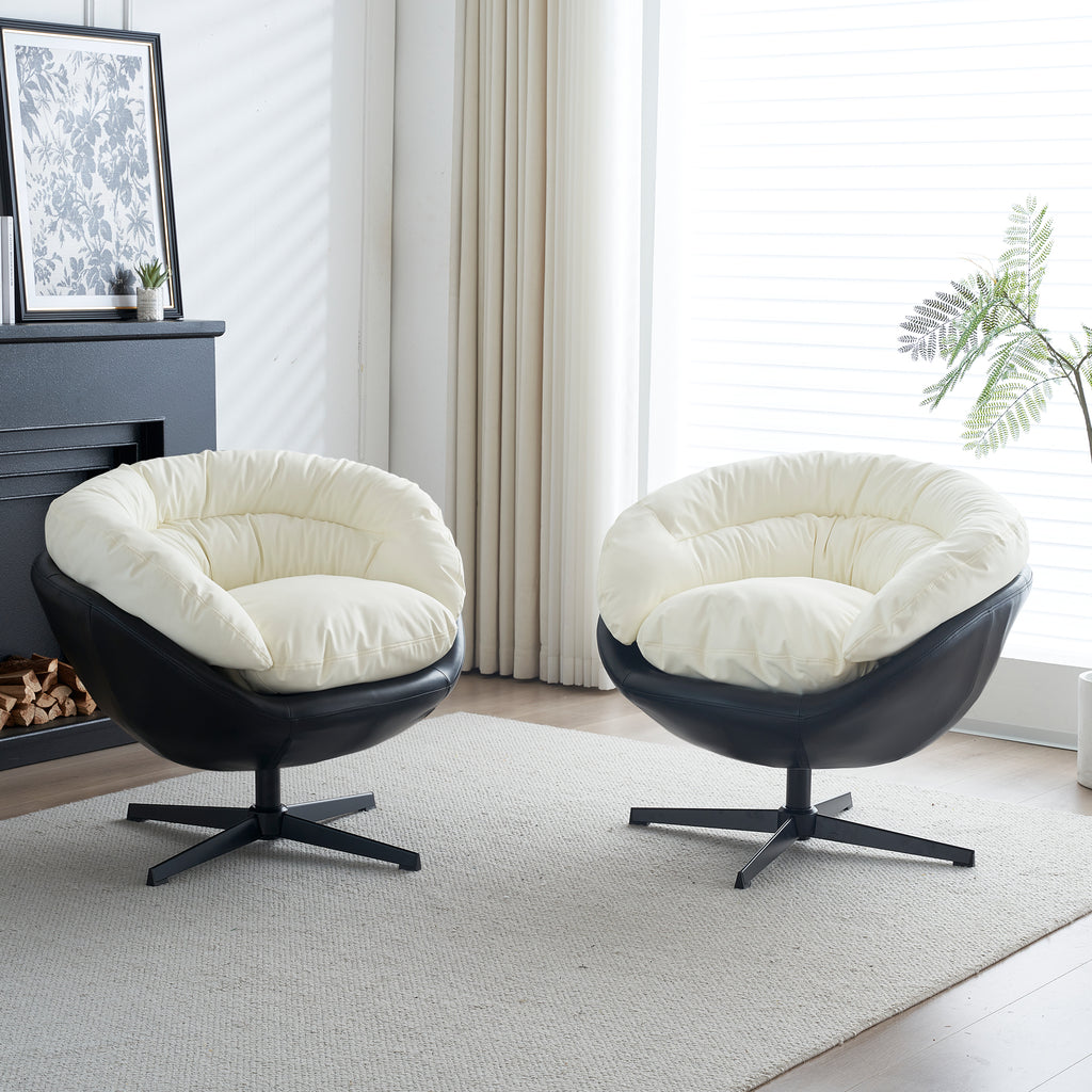Two Tone Swivel Barrel Arm Chair W6077
