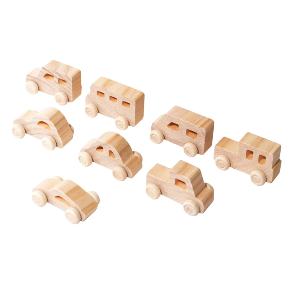 8Pcs Wooden Mini Car Building Blocks Stacking Balance Game Q440819