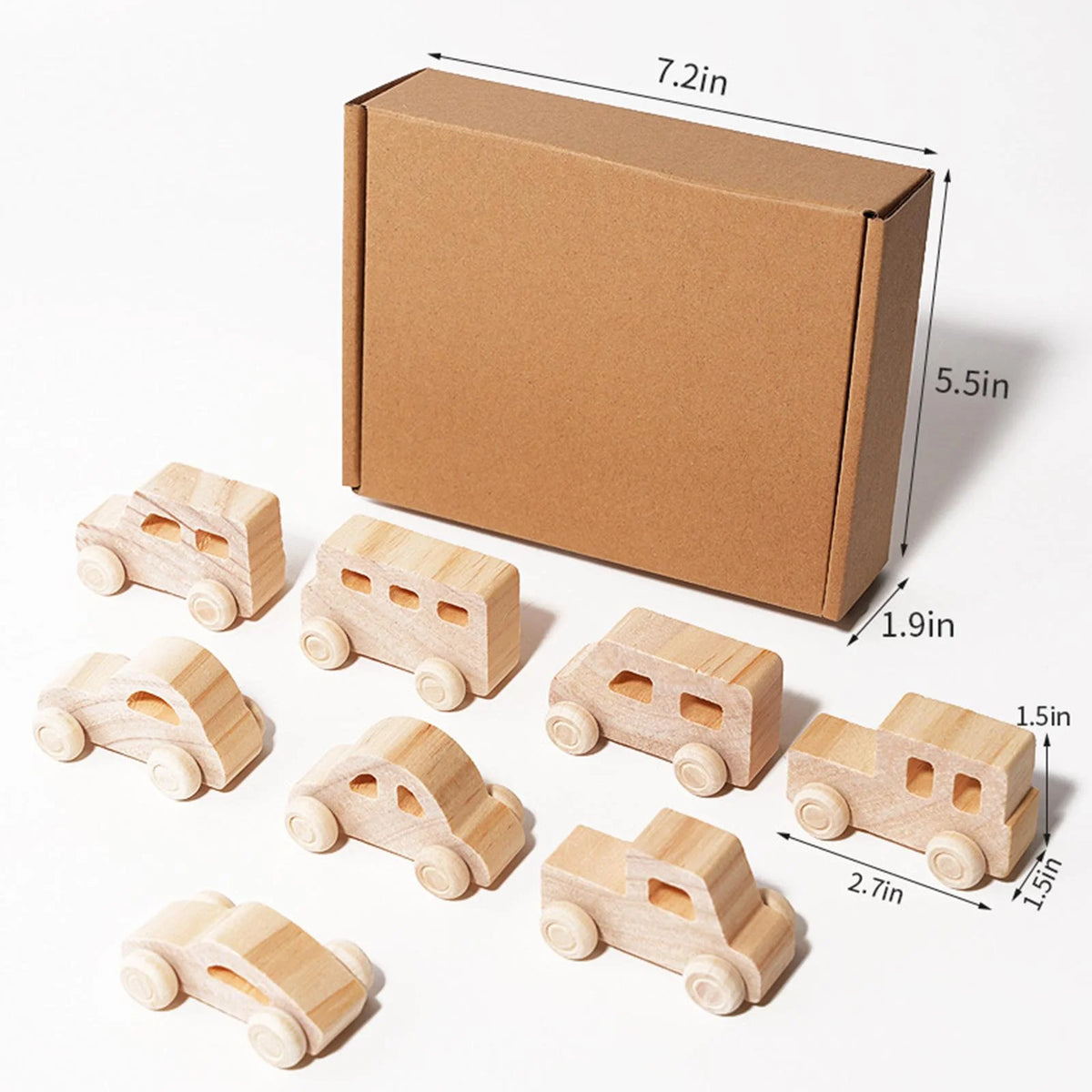 8Pcs Wooden Mini Car Building Blocks Stacking Balance Game Q440819