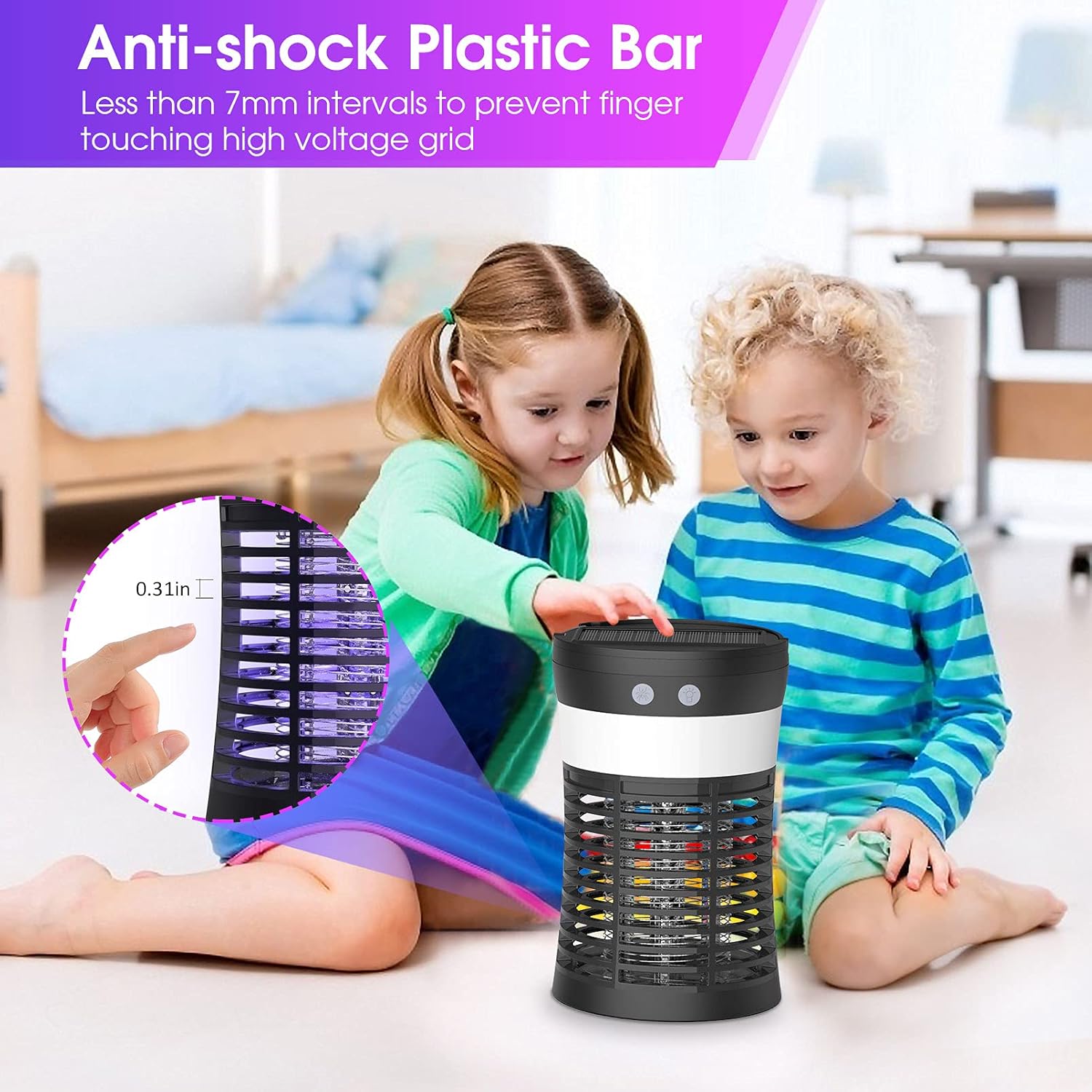 Solar Powered Electric Bug Zapper with Camping Lantern E946968