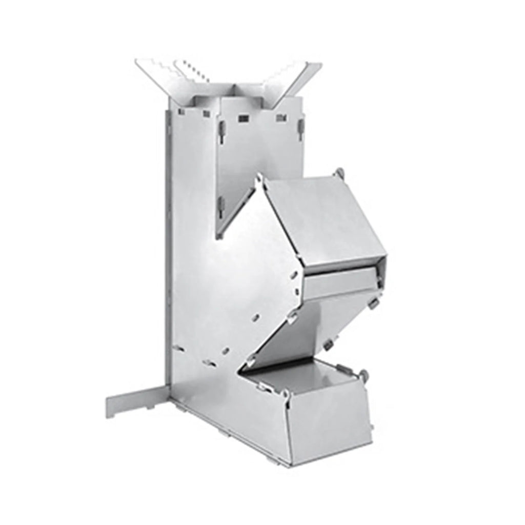 Outdoor Collapsible Wood Burning Detachable Portable Stainless Steel Rocket Camp Tent Q44396