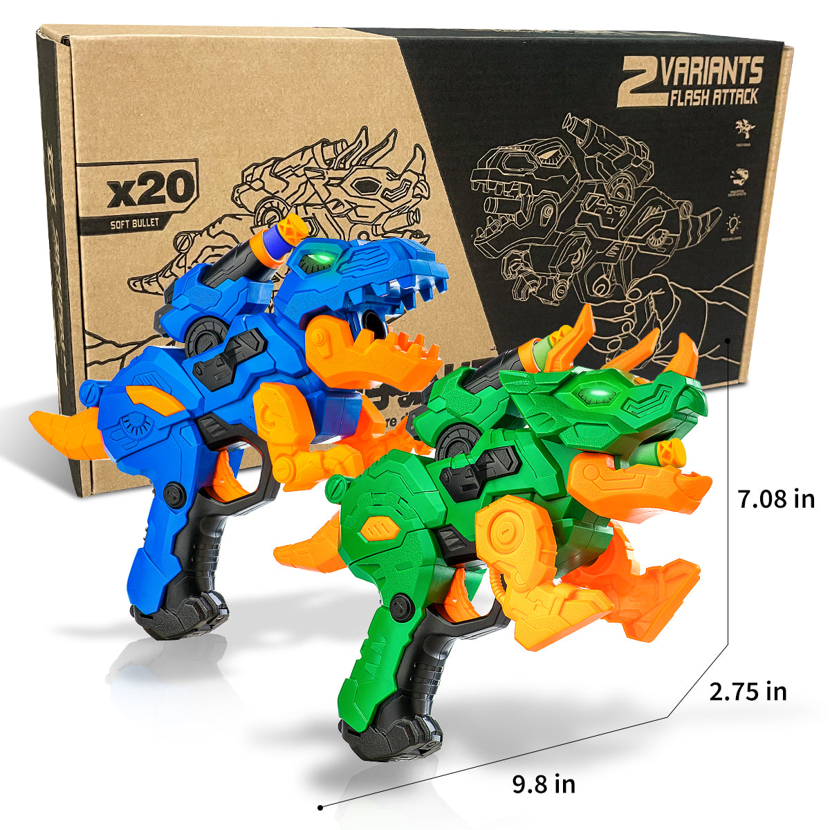 2 Pack Dinosaur Blasters Guns Toys X74276