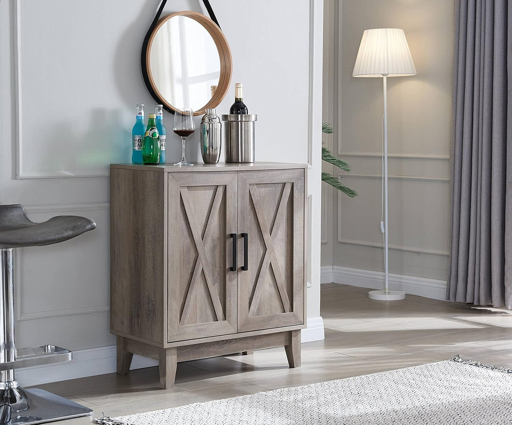 Small Cabinet with Wood Doors in Grey Wash U998652