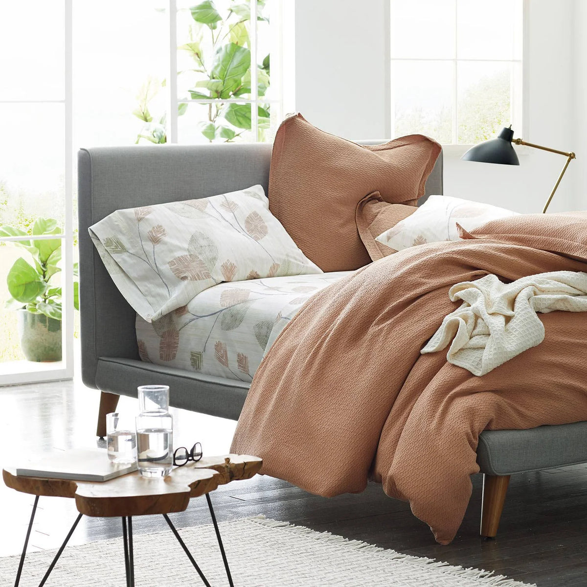 White Geometric Cotton Reversible Full Duvet Cover T734