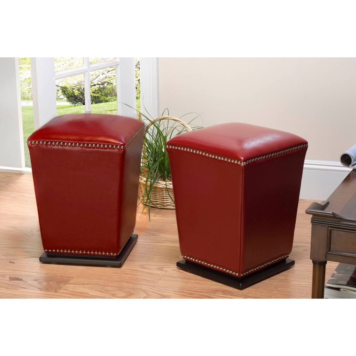 Red Ottoman Set of 2 L97913