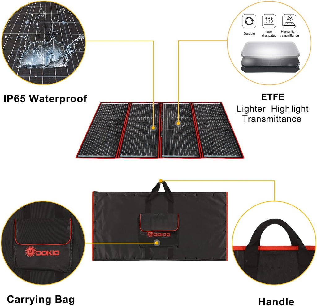300W Portable Foldable Solar Panel Charger Kit with 18V DC Output, Smart LCD Controller, 2 USB F308310