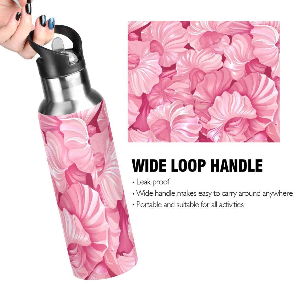 Pink Insulated Stainless Steel Water Bottle with Straw Lid 20 oz W4974