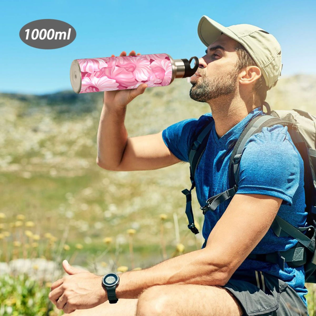 Pink Insulated Stainless Steel Water Bottle with Straw Lid 20 oz W4974
