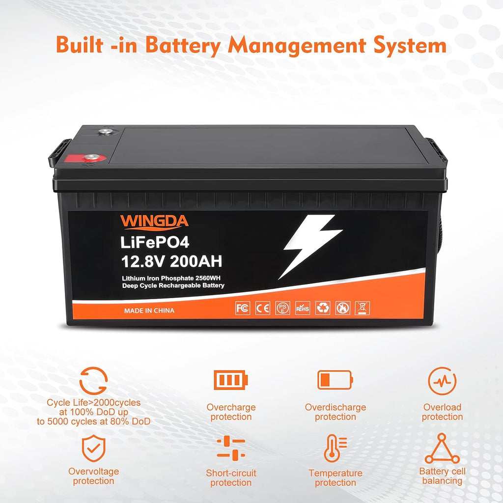 LiFePO4 Battery 100Ah 12V Deep Cycle Lithium Batteries with Built-In BMS G314