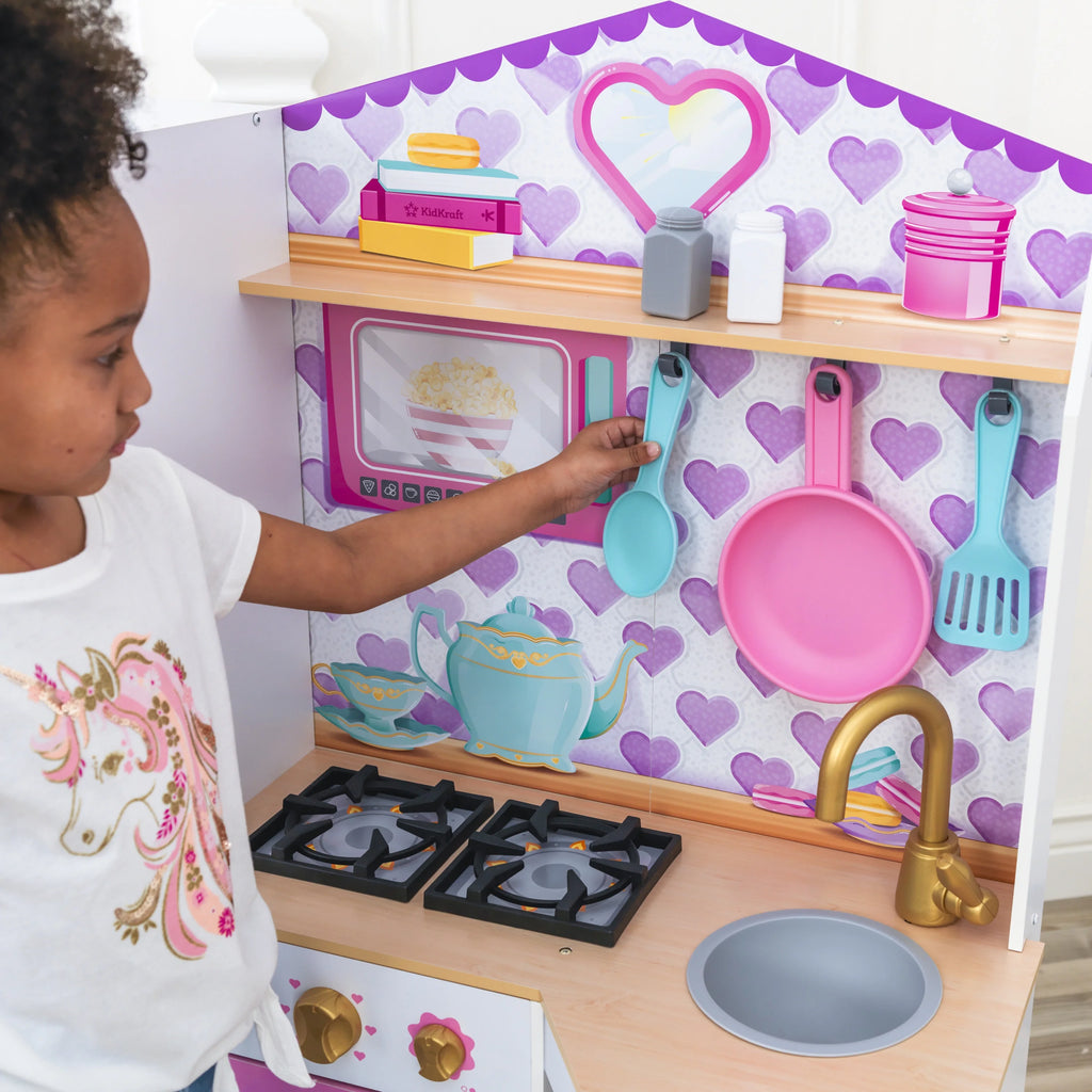 Wooden Play Kitchen with 21 Accessories W462142