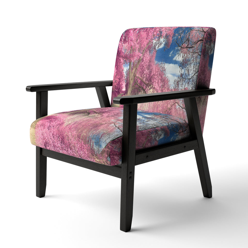 Pink And Purple Fantasy Forest Landscape Upholstered Accent Chair U9105