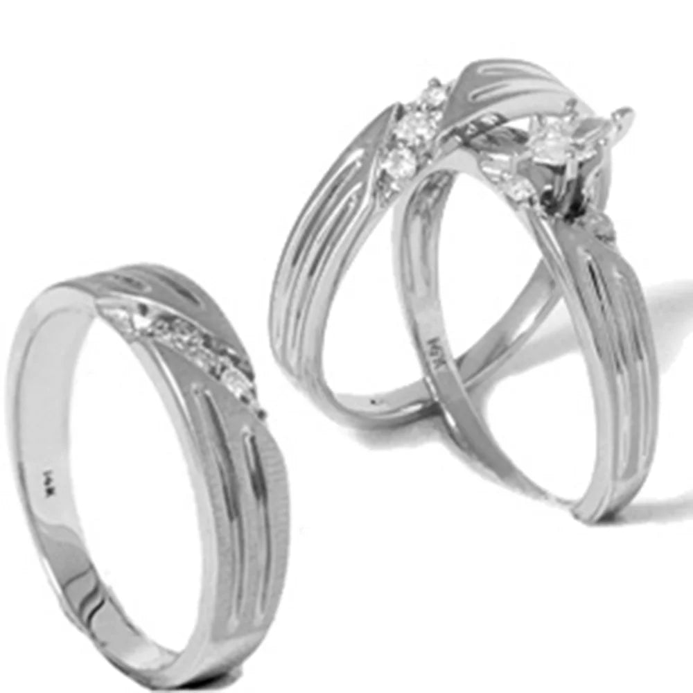 14K Gold Engagement Wedding Ring Bridal Set Trio L81043