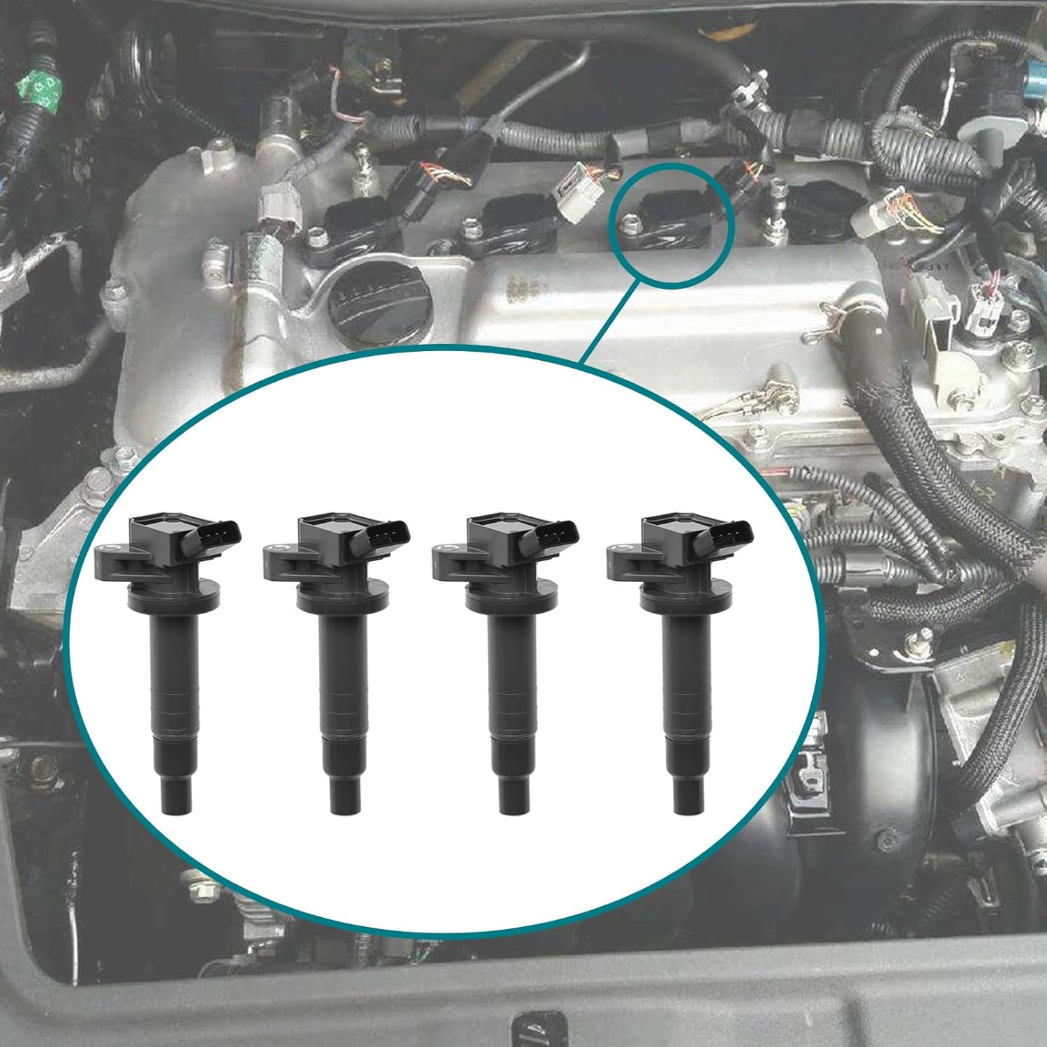 Ignition Coil Pack Set of 4Pcs Replacement for 1.8L L4 Toyota Corolla Matrix Chevrolet Prizm C12246
