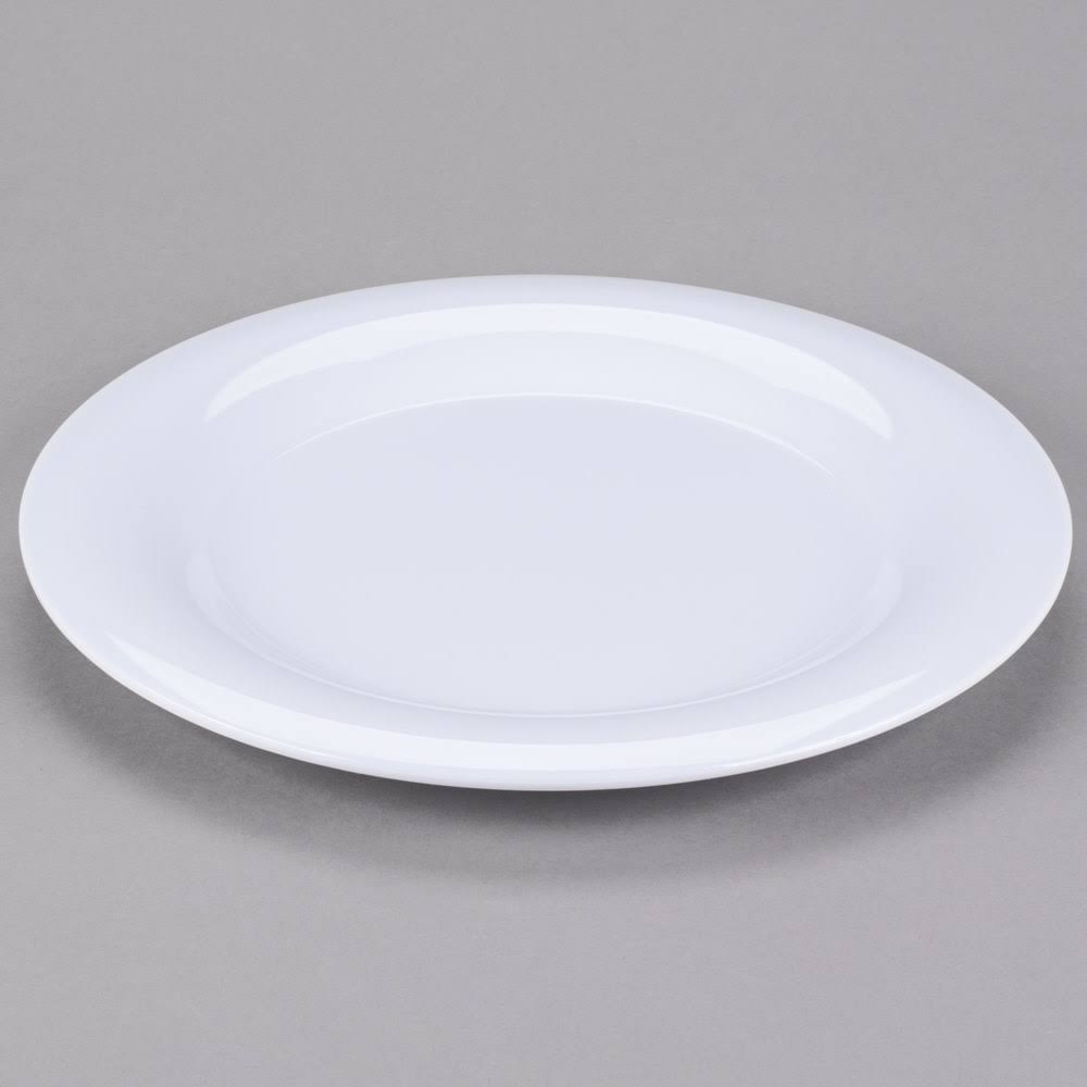 White Wide Rim Melamine Plate - 12/Case L56553