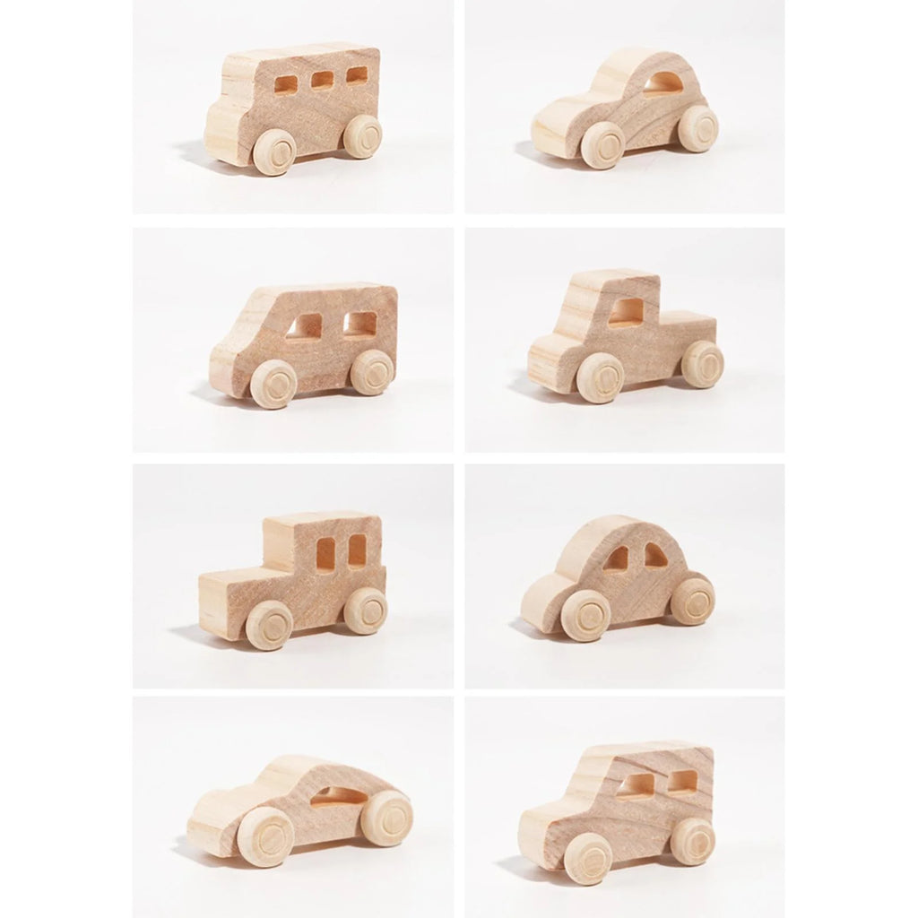 8Pcs Wooden Mini Car Building Blocks Stacking Balance Game Q440819