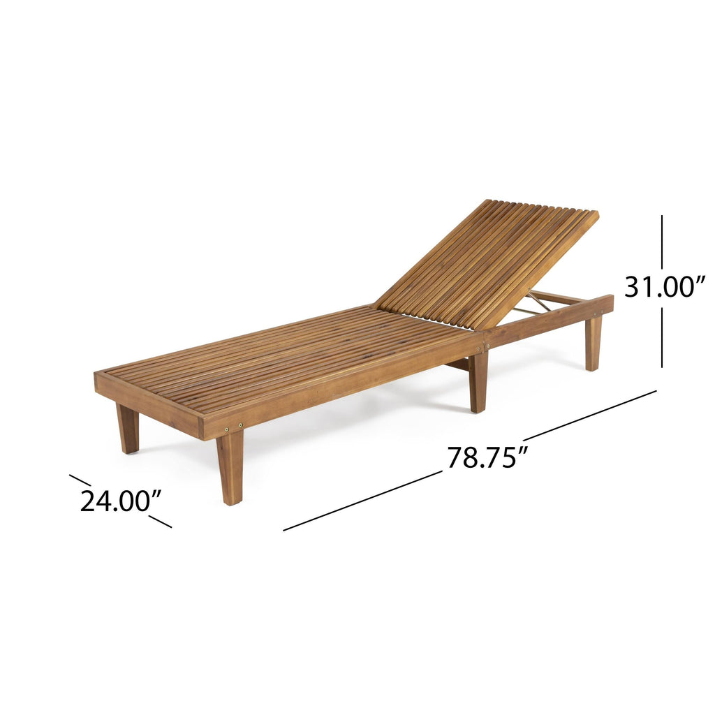 Gray Finish Acacia Wood Chaise Lounge Set A673