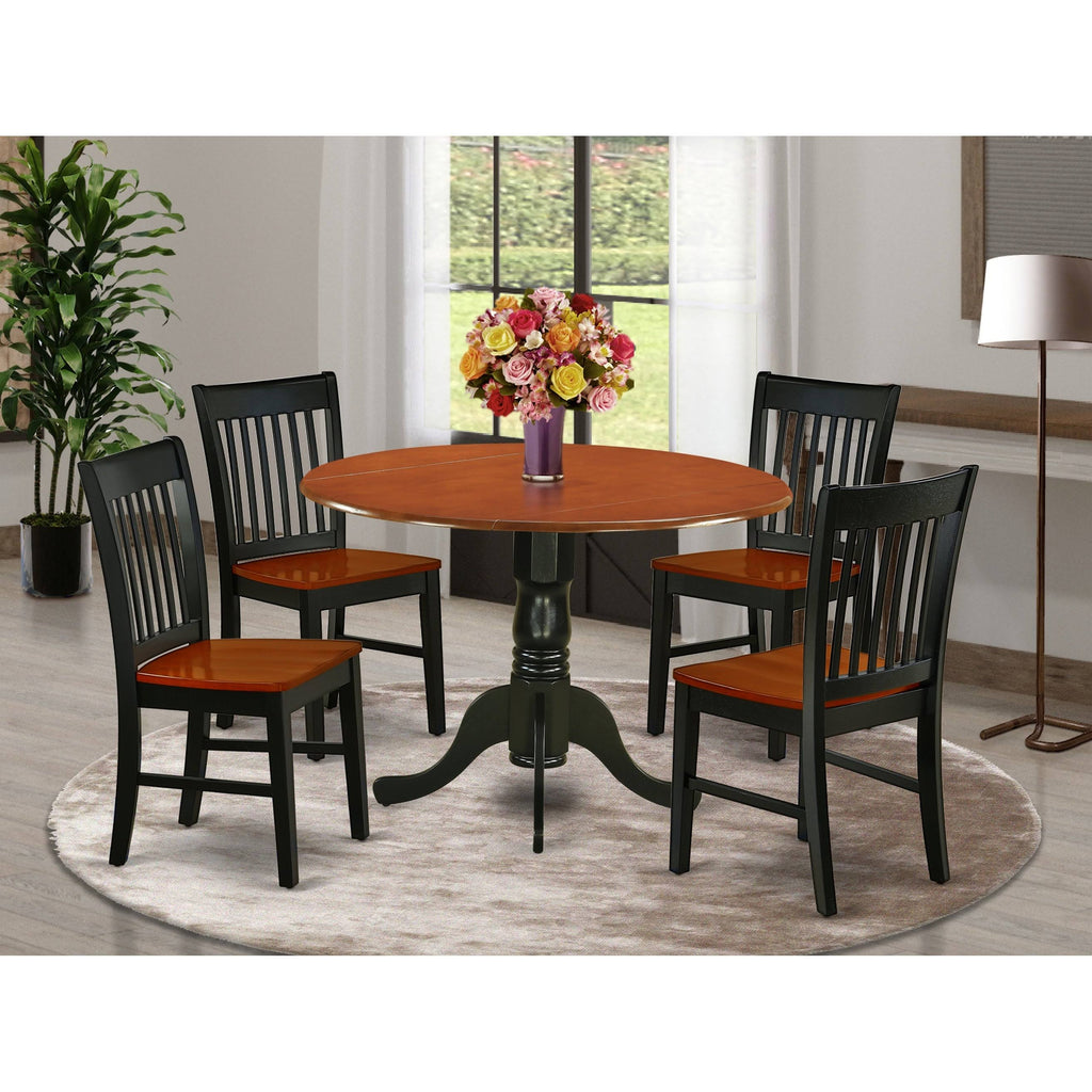 5pc Kitchen Table with Two Drop Leaves and Four Wood Seat Kitchen Chairs Z6502