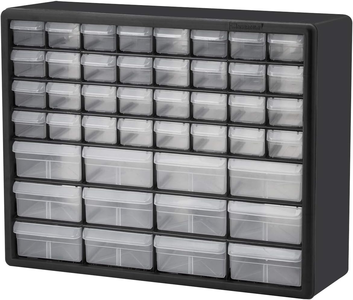 26 Drawer Plastic Parts Storage Cabinet Black Pack of 2 E701852