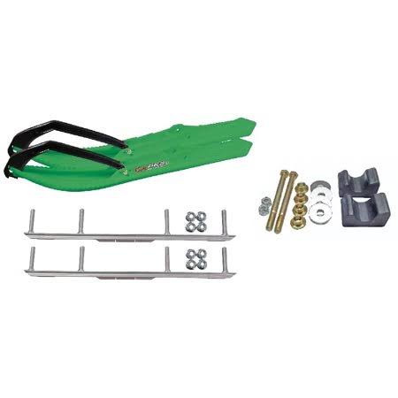 Green Snowmobile Skis with 4.5 inch Shaper Bars Complete Kit H1723