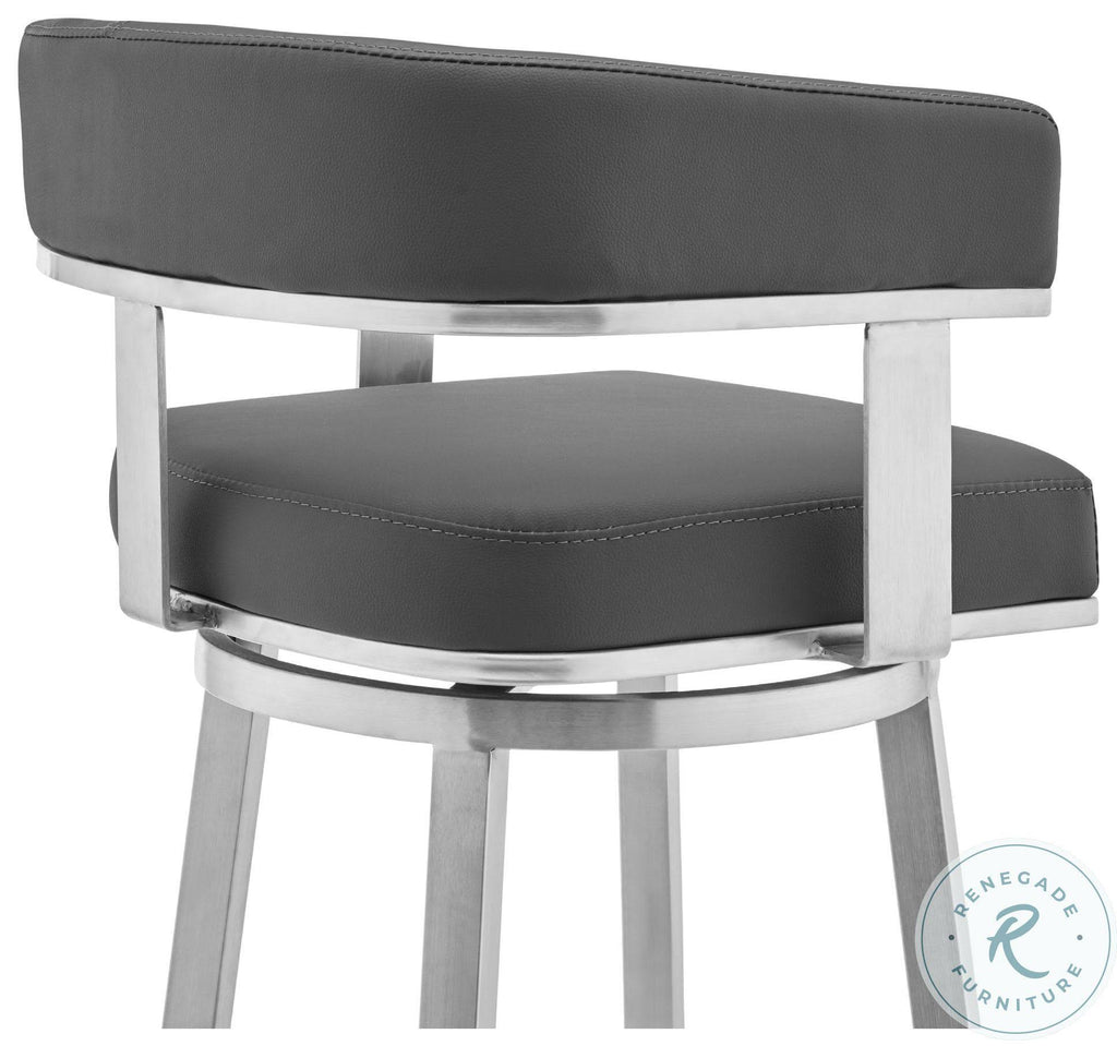 Gray Faux Leather Swivel Counter Height Stool P214