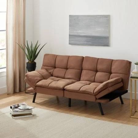 Camel Suede Fabric Memory Foam Futon, 72'' G92777