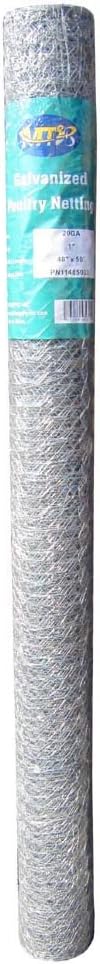 Galvanized Hexagonal Poultry Netting Chicken Wire 48 inches x 50 feet x 1 inch Mesh Pack of 2 G31560