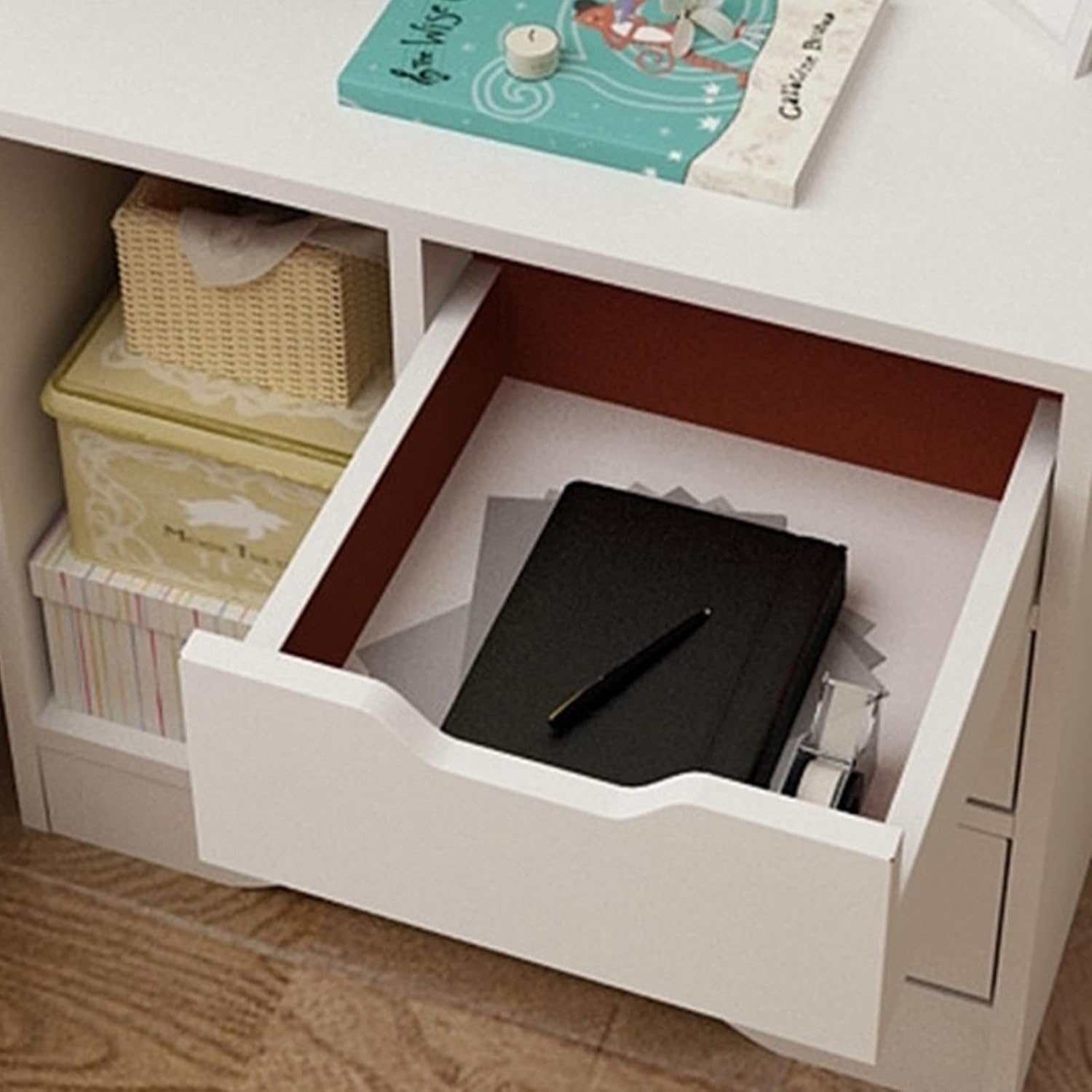 White 3 Drawer Wooden Nightstand X664658
