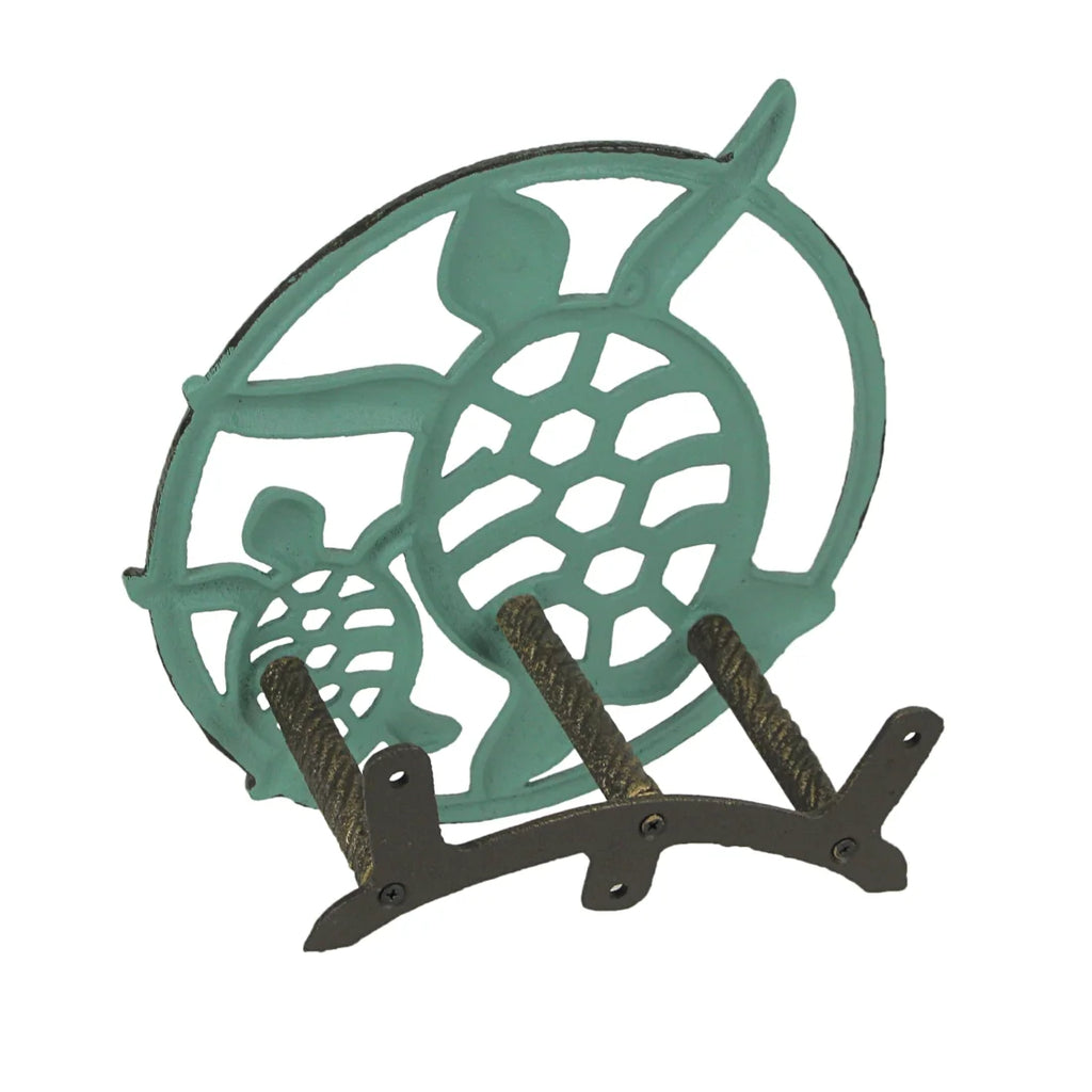 Verdigris Bronze Cast Iron Sea Turtle Wall Mount Garden Hose Hanger E674877