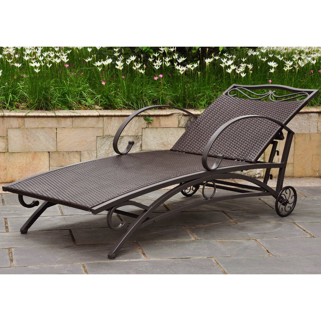 Grey Resin Wicker Steel Multi-Position Chaise Lounge N76410