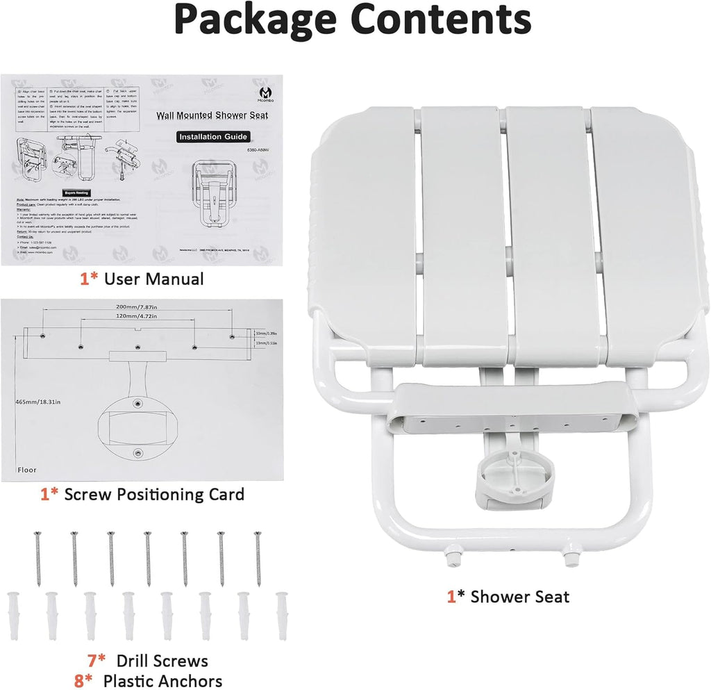 Foldable Shower Seat Bench Wall Mounted White E4882