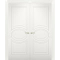 Solid French Double Doors 36 x 84 inches Matte White Wood M9994