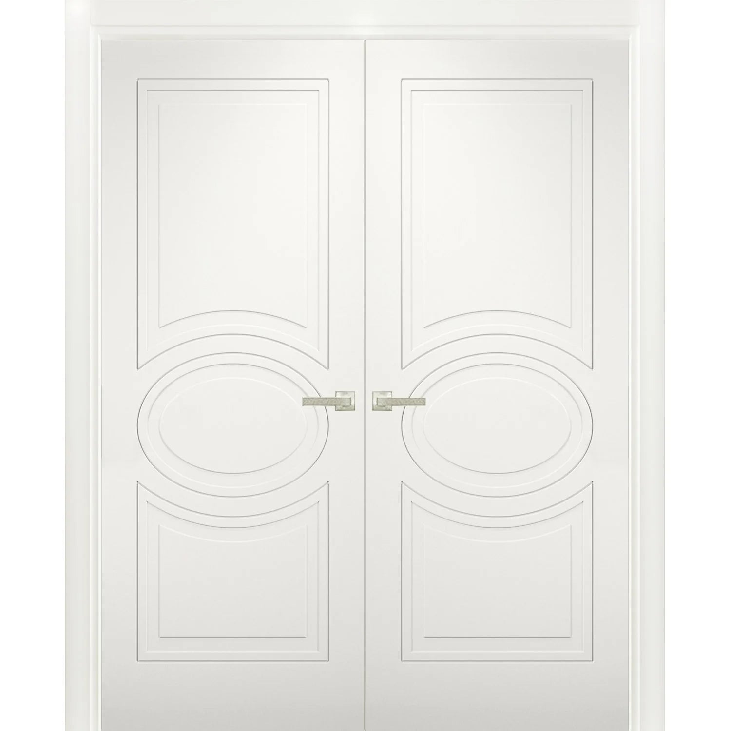 Solid French Double Doors 36 x 84 inches Matte White Wood M9994
