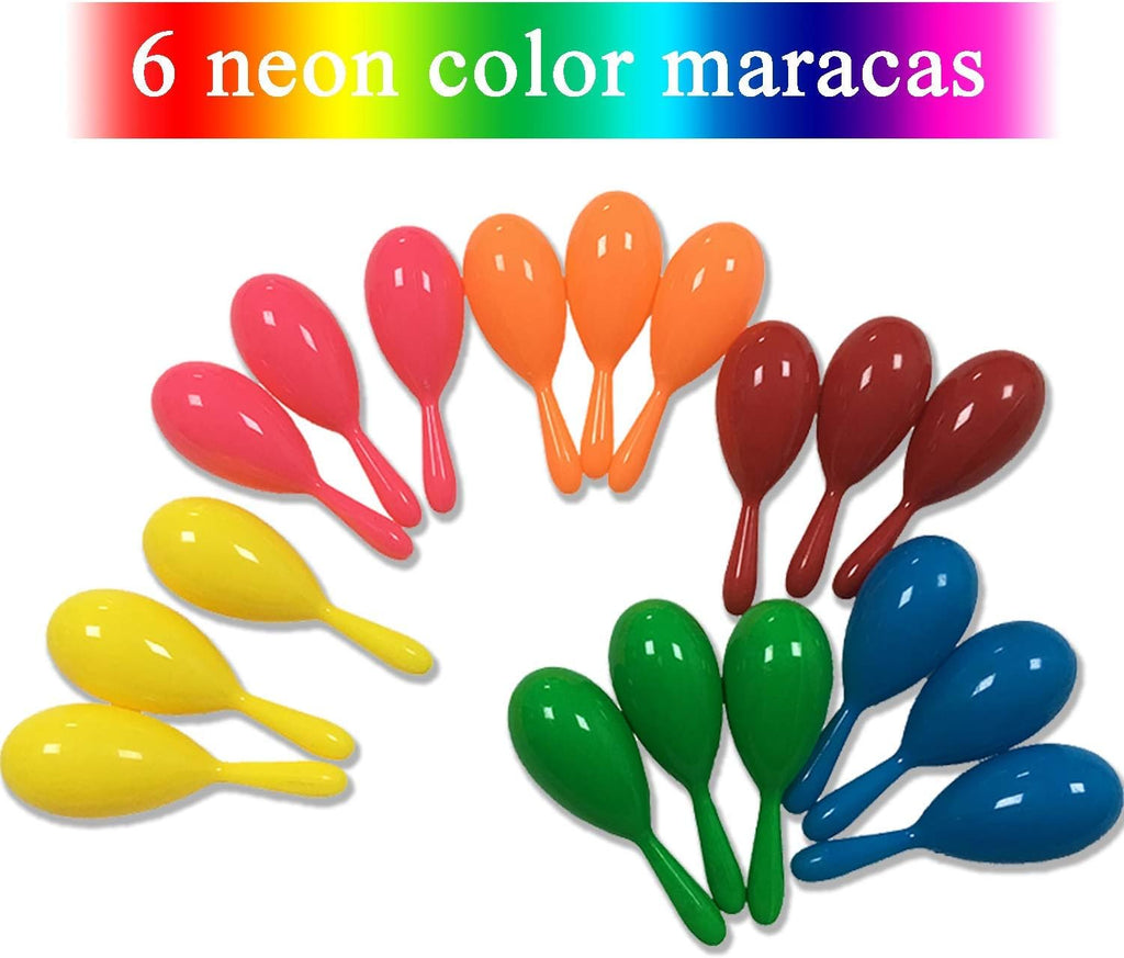 24pcs Mini Plastic Maracas Party Favors Neon Shakers Noisemaker H52995