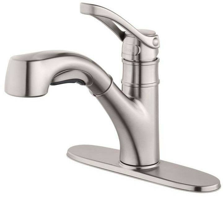 Single-Handle Pull-Out Sprayer Kitchen Faucet in Stainless Steel W297430