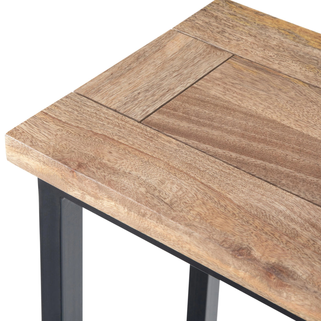 Solid Mango Wood and Metal Rectangle Industrial Side Table C575