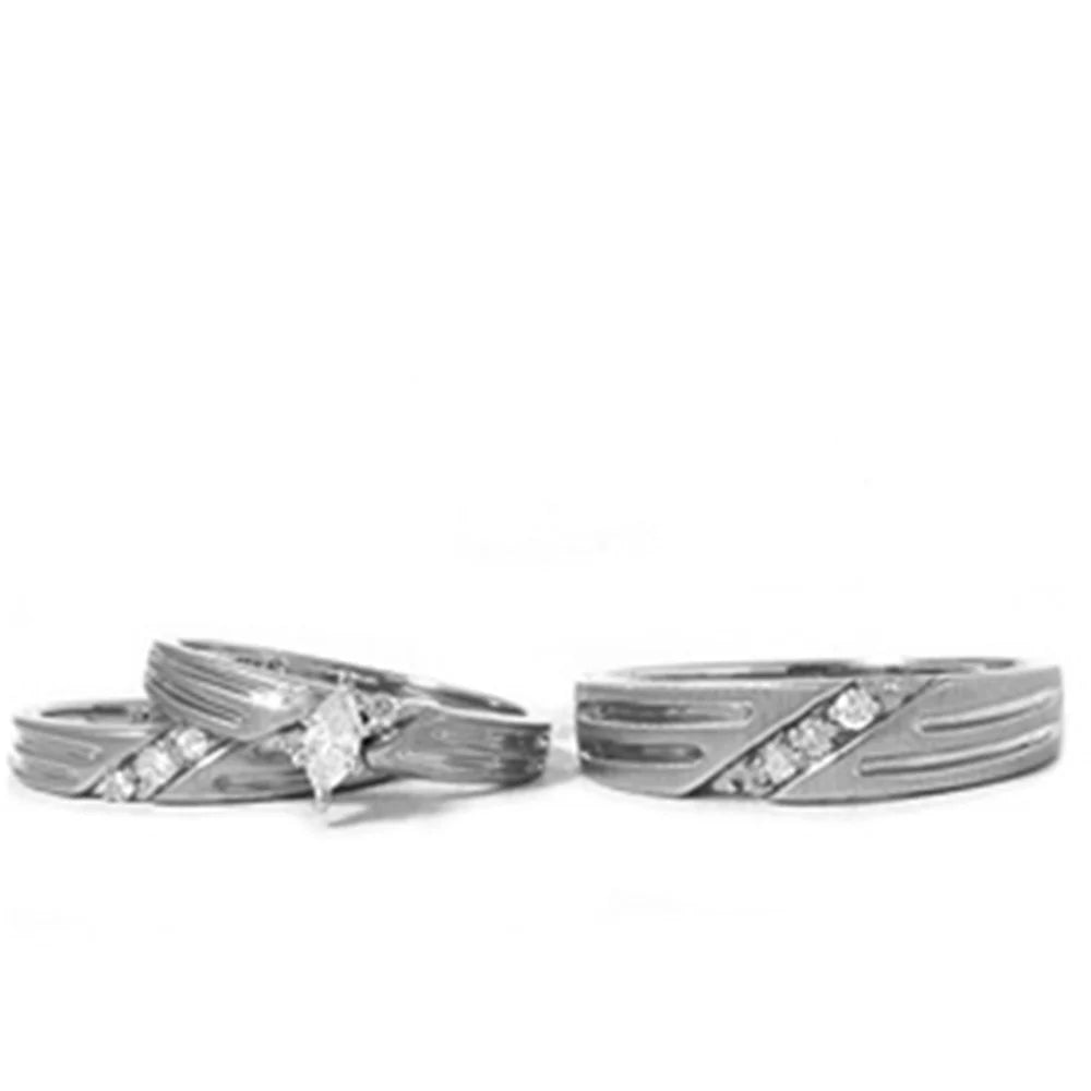 14K Gold Engagement Wedding Ring Bridal Set Trio L81043
