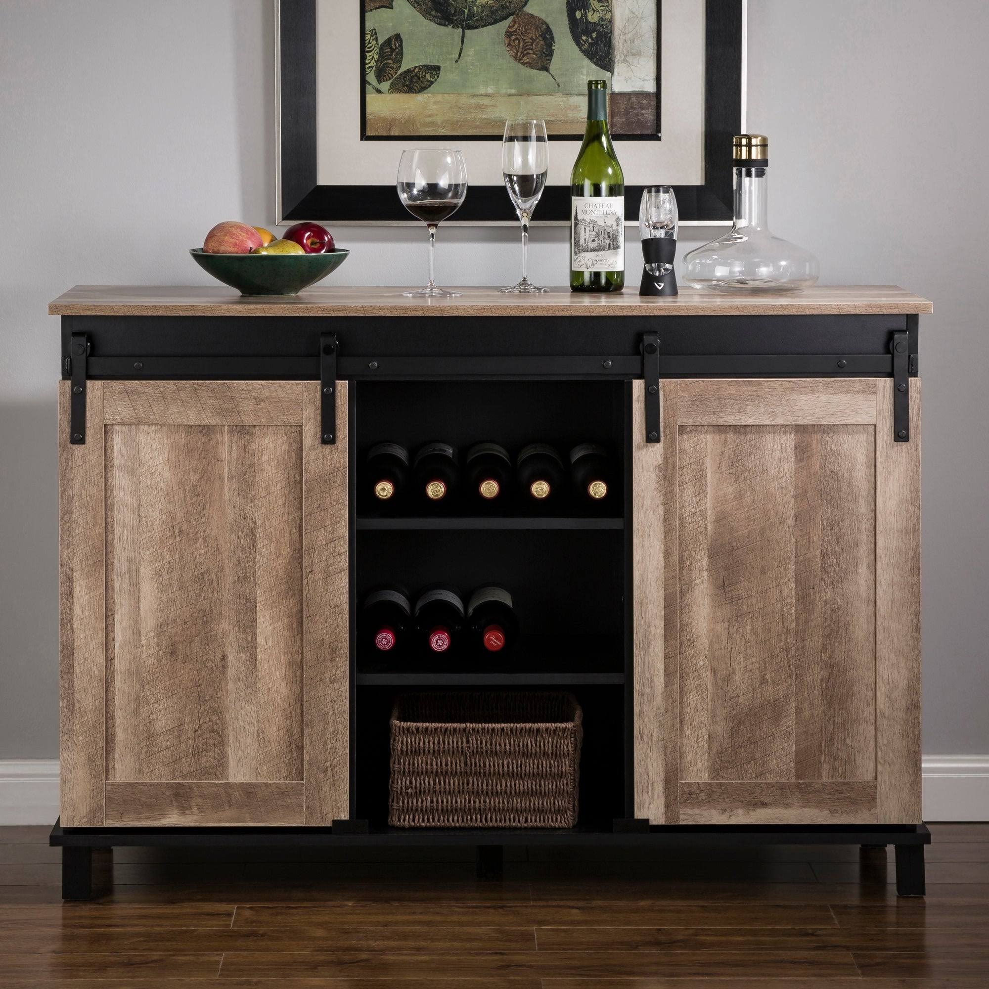 Black/Walnut Storage Cabinet Sideboard Y79064