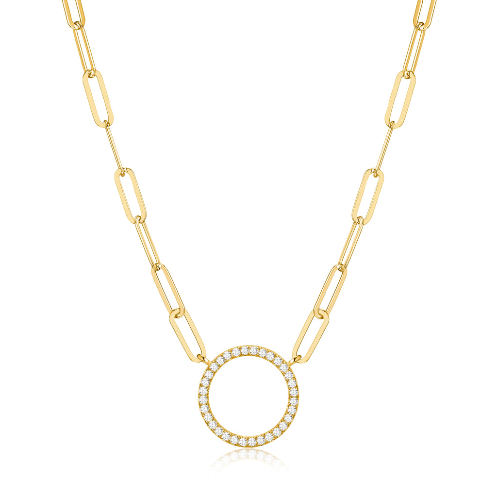 18K Gold Over Sterling Silver Paperclip Necklace, 18" + 2" Extension X76038