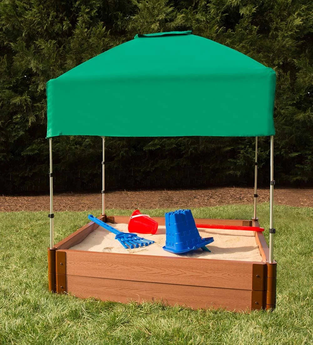 4 ft. x 4 ft. x 11 in. Square Sandbox Composite with Telescoping Canopy/Cover H579