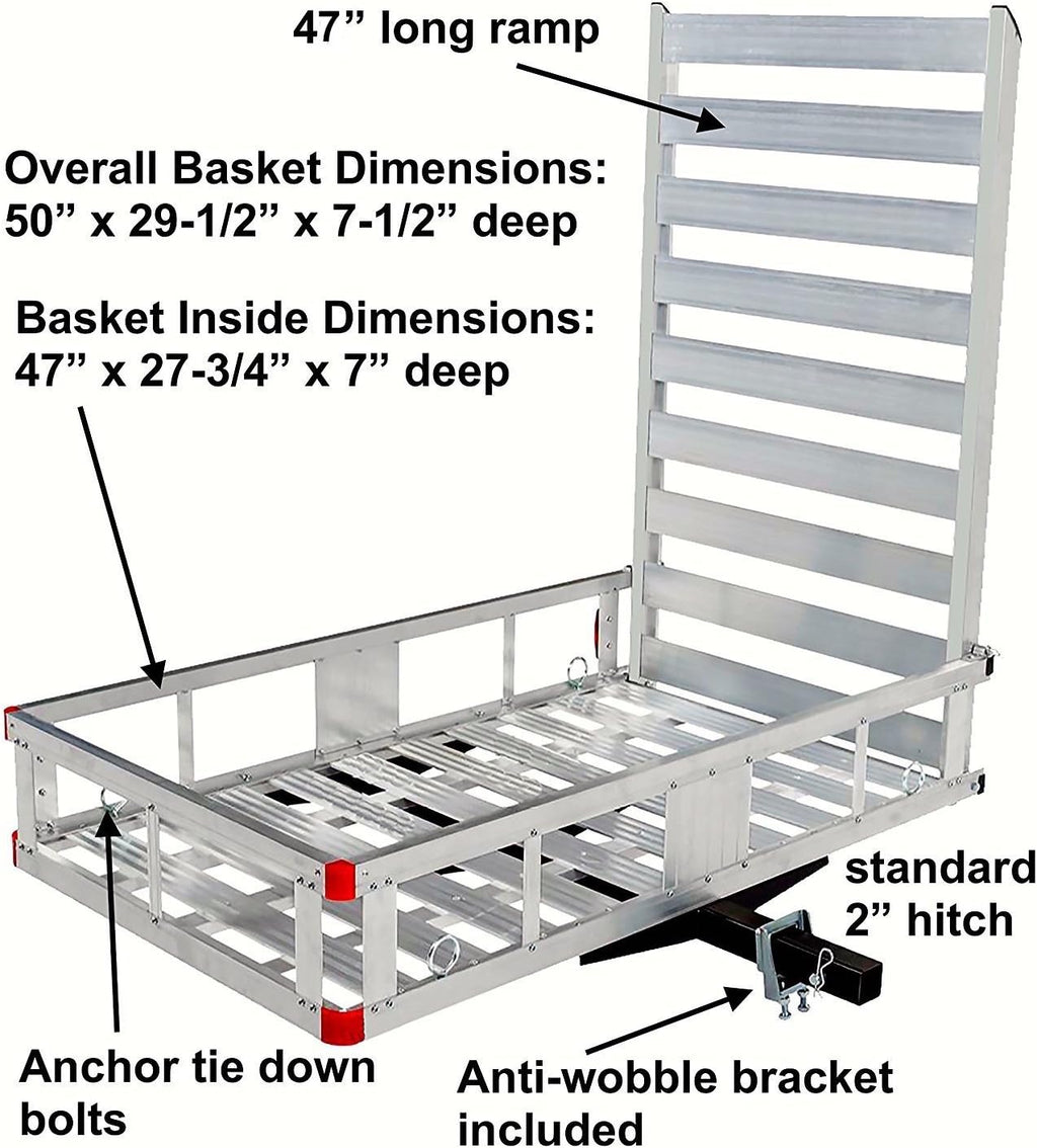 Aluminum Cargo Carrier with High Side Rails and Ramp, 500 lb. Capacity R7486
