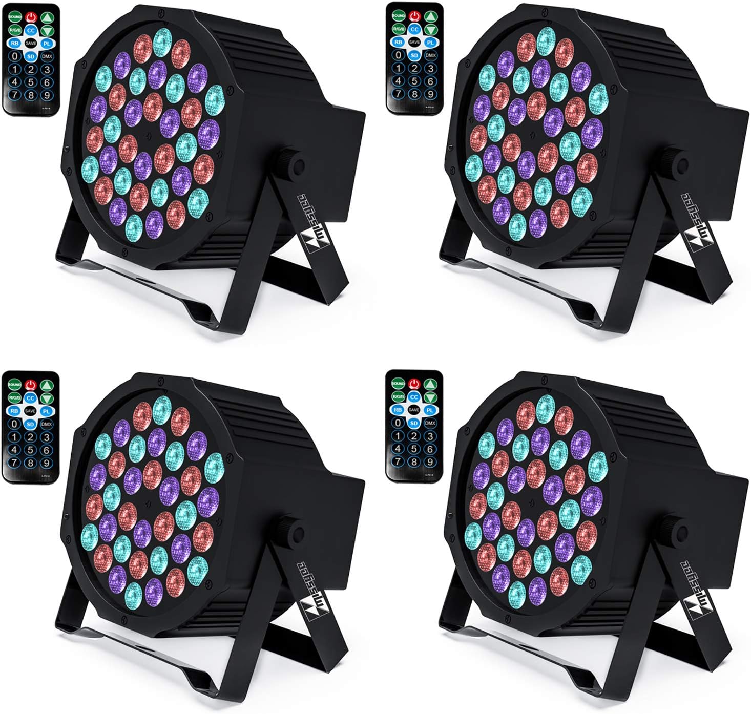 36 RGB LED Stage Lights with Remote Control (8 Pack) I781