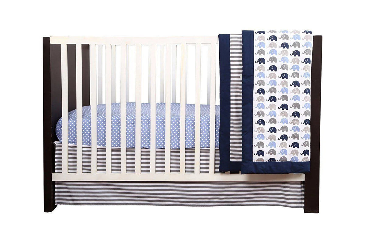 10 Piece Blue Gray Crib Bedding Set F904