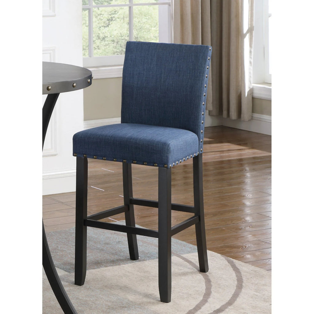 Gray Fabric Bar Stool with Nailhead Trim (Set of 2) Z540