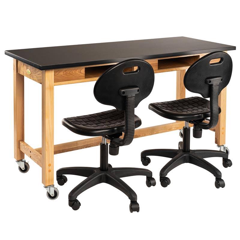 72x22 Wood Science Lab Table with Chemical Resistant Top and Casters in Black X774